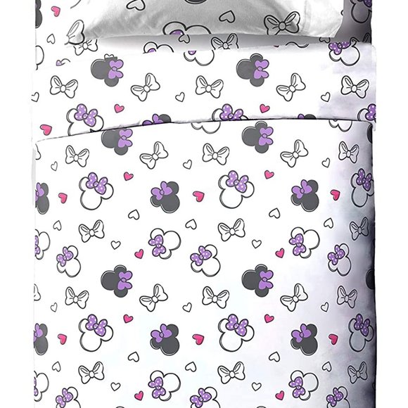 Disney Minnie Mouse Purple Love TWIN Size Bed in a Bag Set NEW - Picture 2 of 15